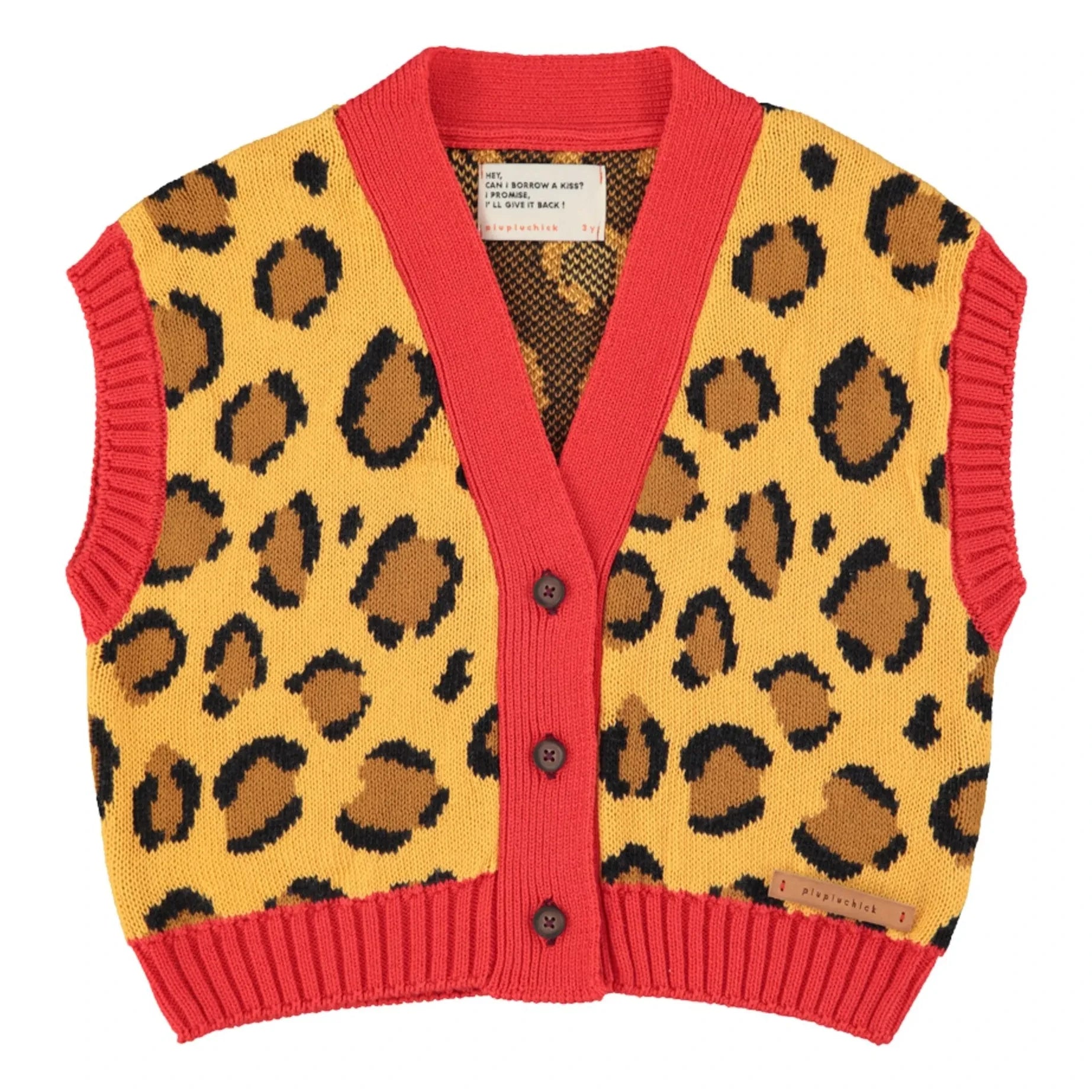 Piupiuchick - Chaleco sin mangas de algodón orgánico con estampado de leopardo | Mostaza