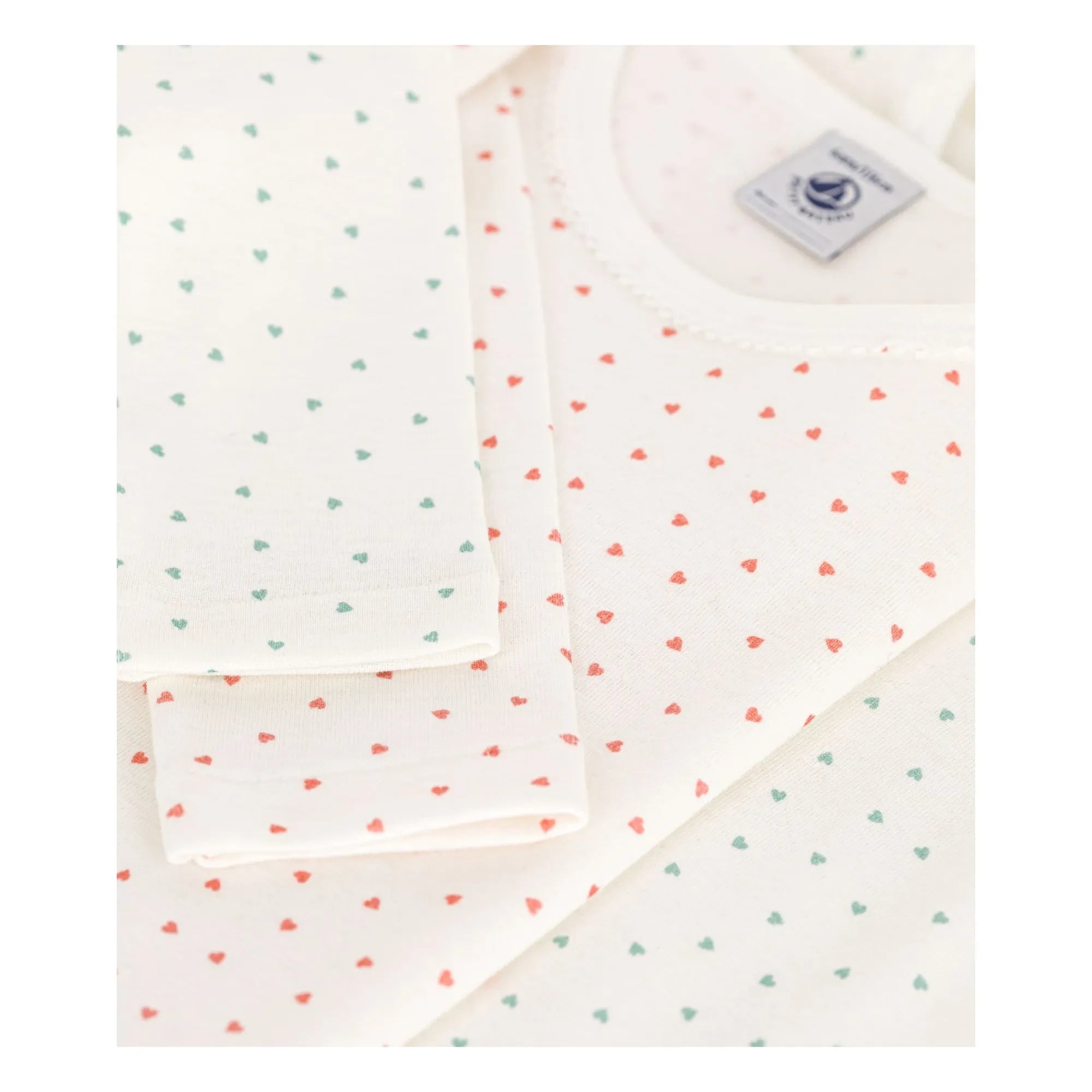 Petit Bateau - Set de 2 camisetas con corazones | Blanco