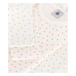 Petit Bateau - Set de 2 camisetas con corazones | Blanco