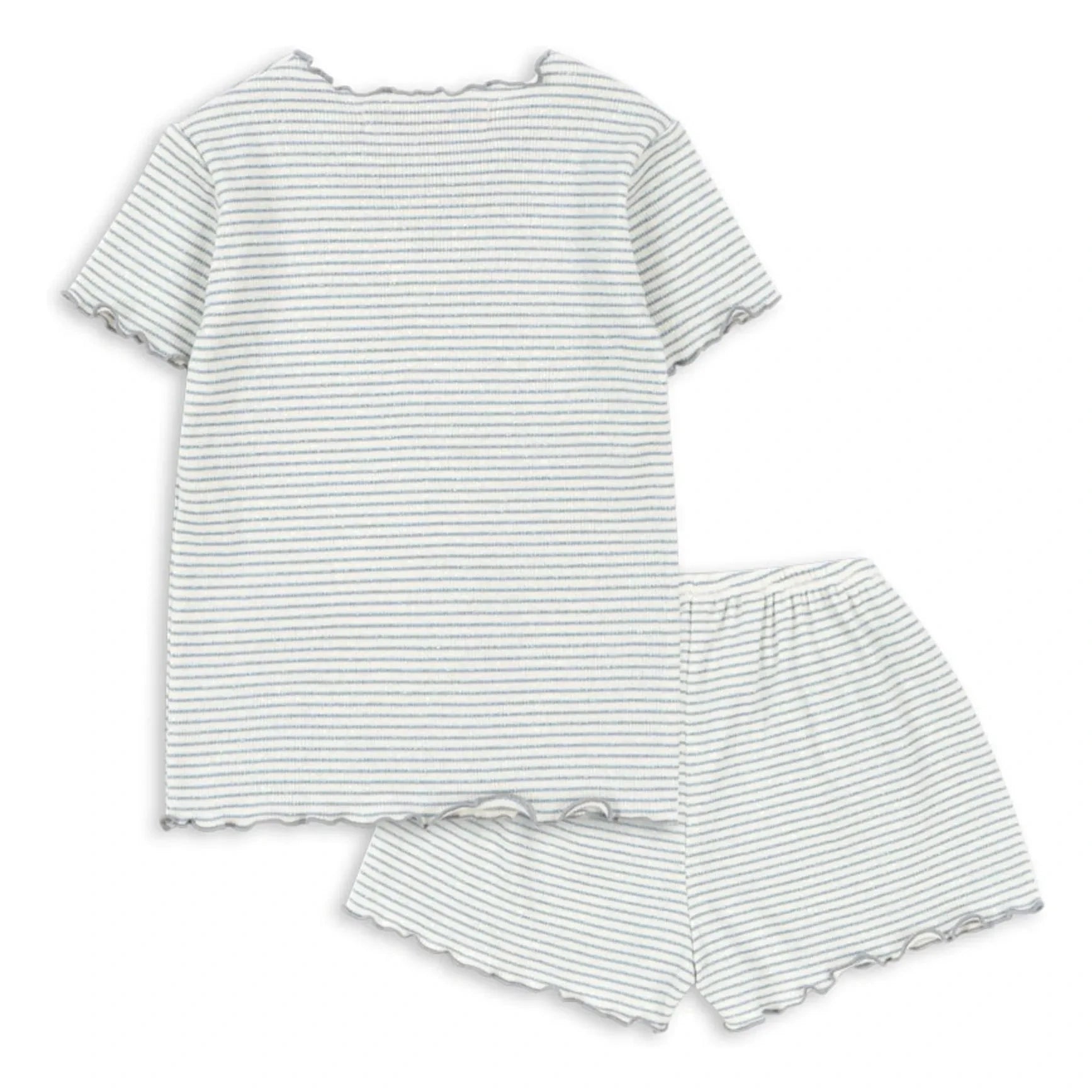 Konges Sløjd - Conjunto de camiseta y pantalón corto de algodón orgánico acanalado a rayas | Azul
