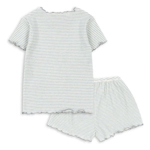 Konges Sløjd - Conjunto de camiseta y pantalón corto de algodón orgánico acanalado a rayas | Azul