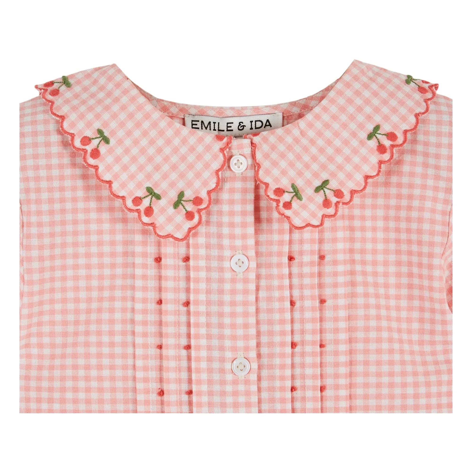 Emile et Ida - Blusa Bordada a Cuadros de Algodón Orgánico | Rosa