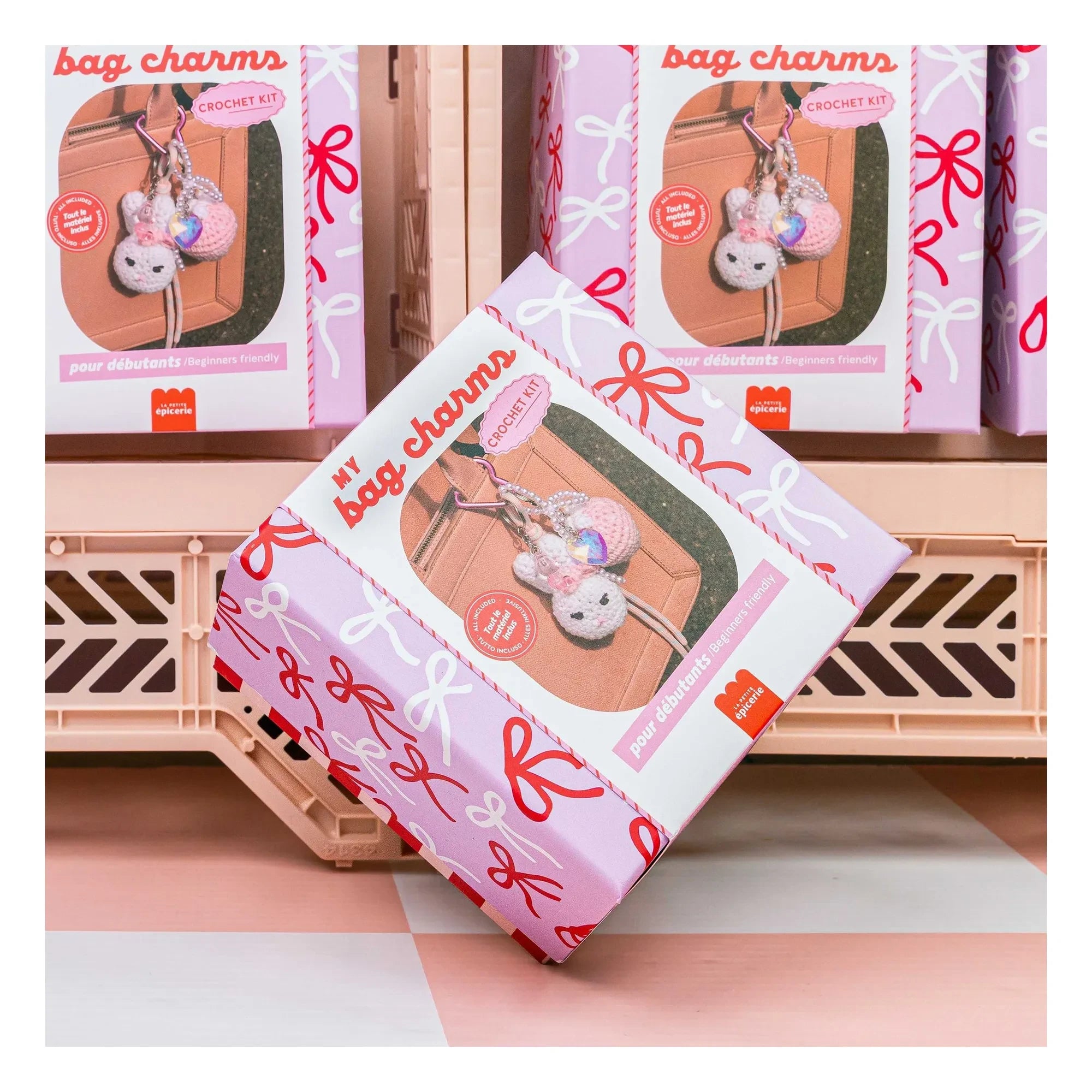 La Petite Épicerie - Conjunto de dijes de ganchillo - Rosa glamuroso