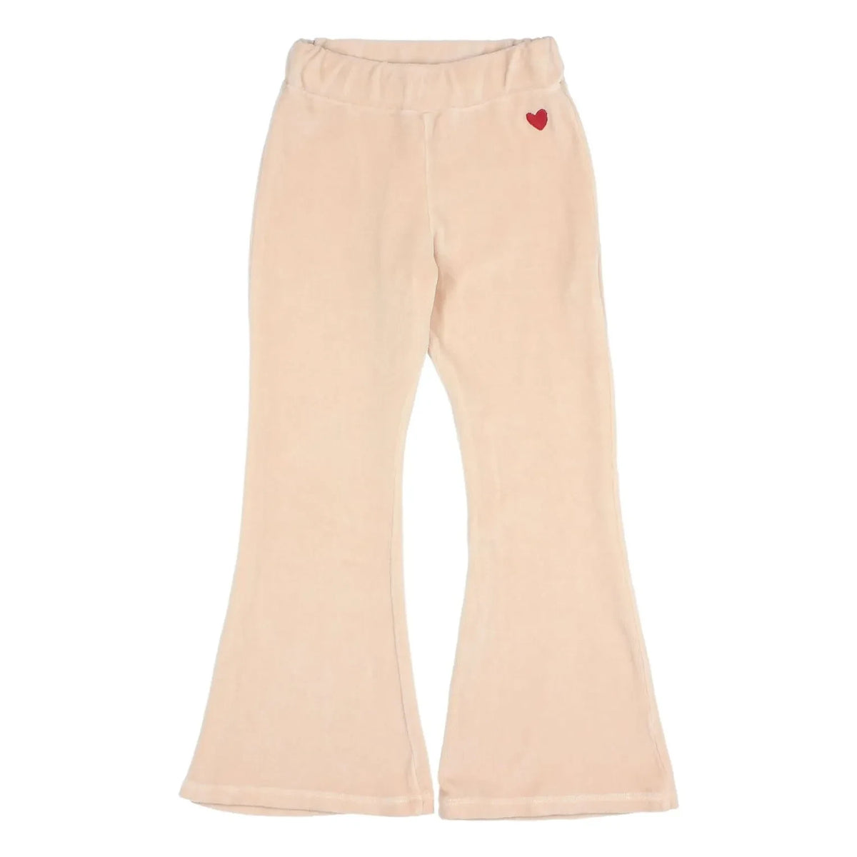Búho - Leggings acampanados de algodón orgánico con detalle de corazón de terciopelo | Rosa claro