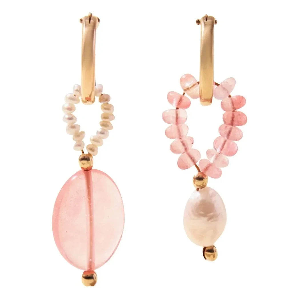 Camille Colette Studio - Pendientes de aro Jim Quartz | Rosa