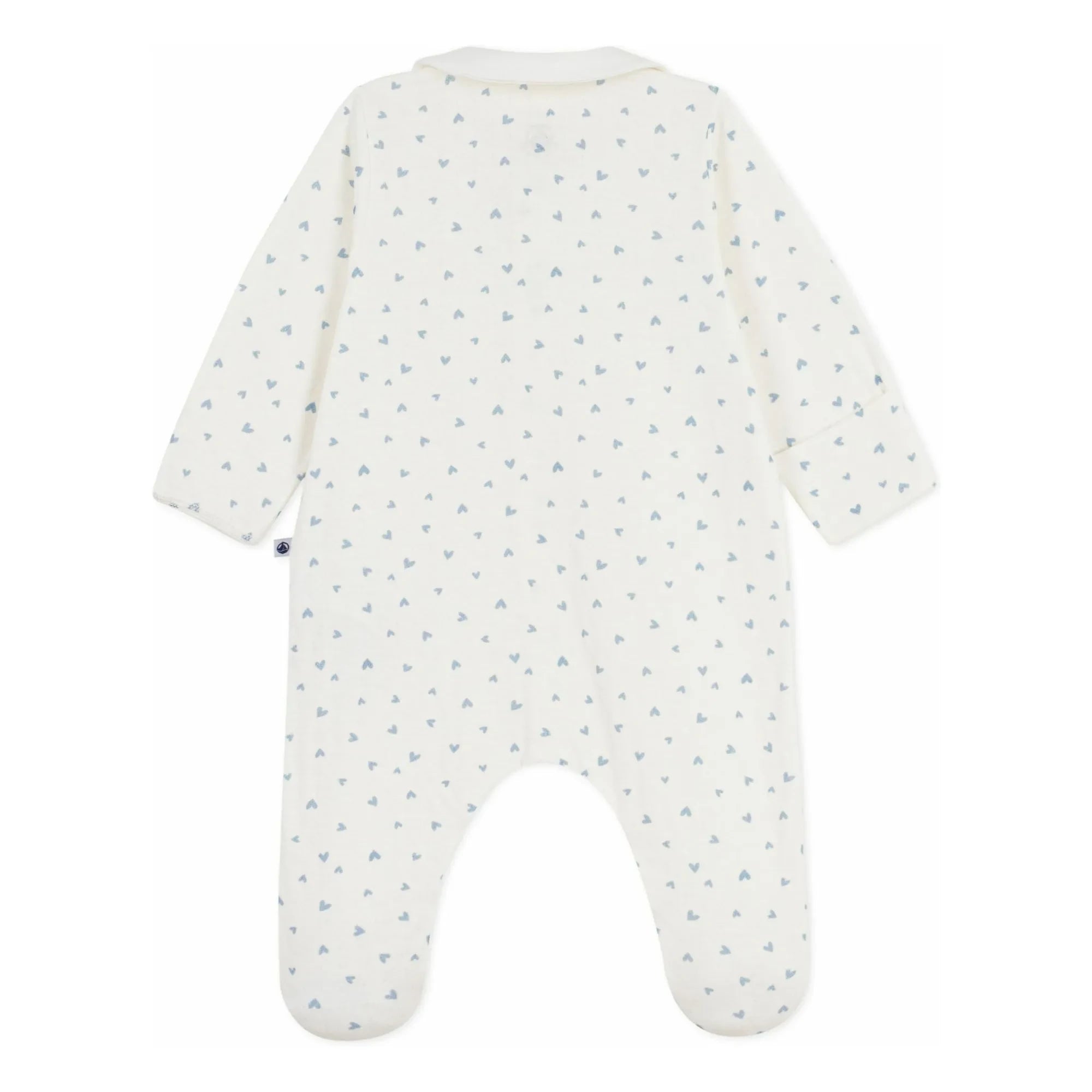Petit Bateau - Pijama de terciopelo orgánico con corazones para dormir bien | Blanco