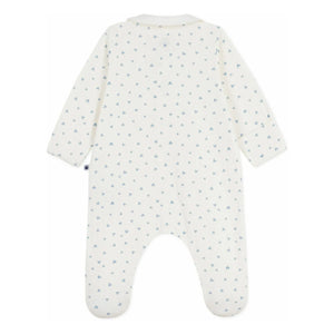 Petit Bateau - Pijama de terciopelo orgánico con corazones para dormir bien | Blanco