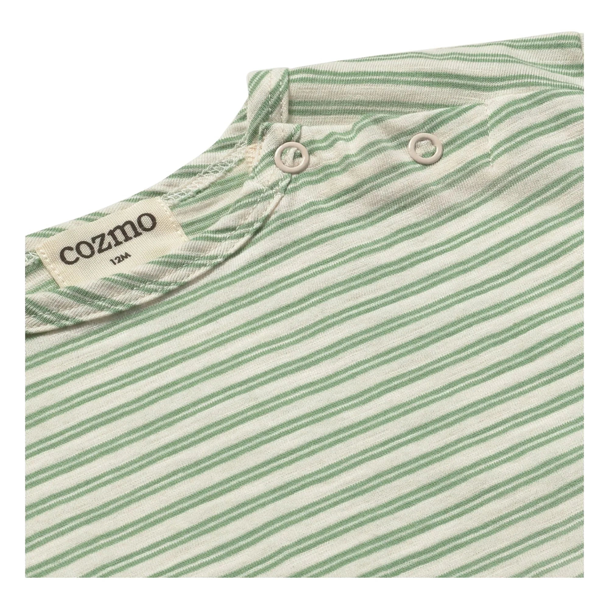 Cozmo - Camiseta Bebé Rayas | Verde Prado
