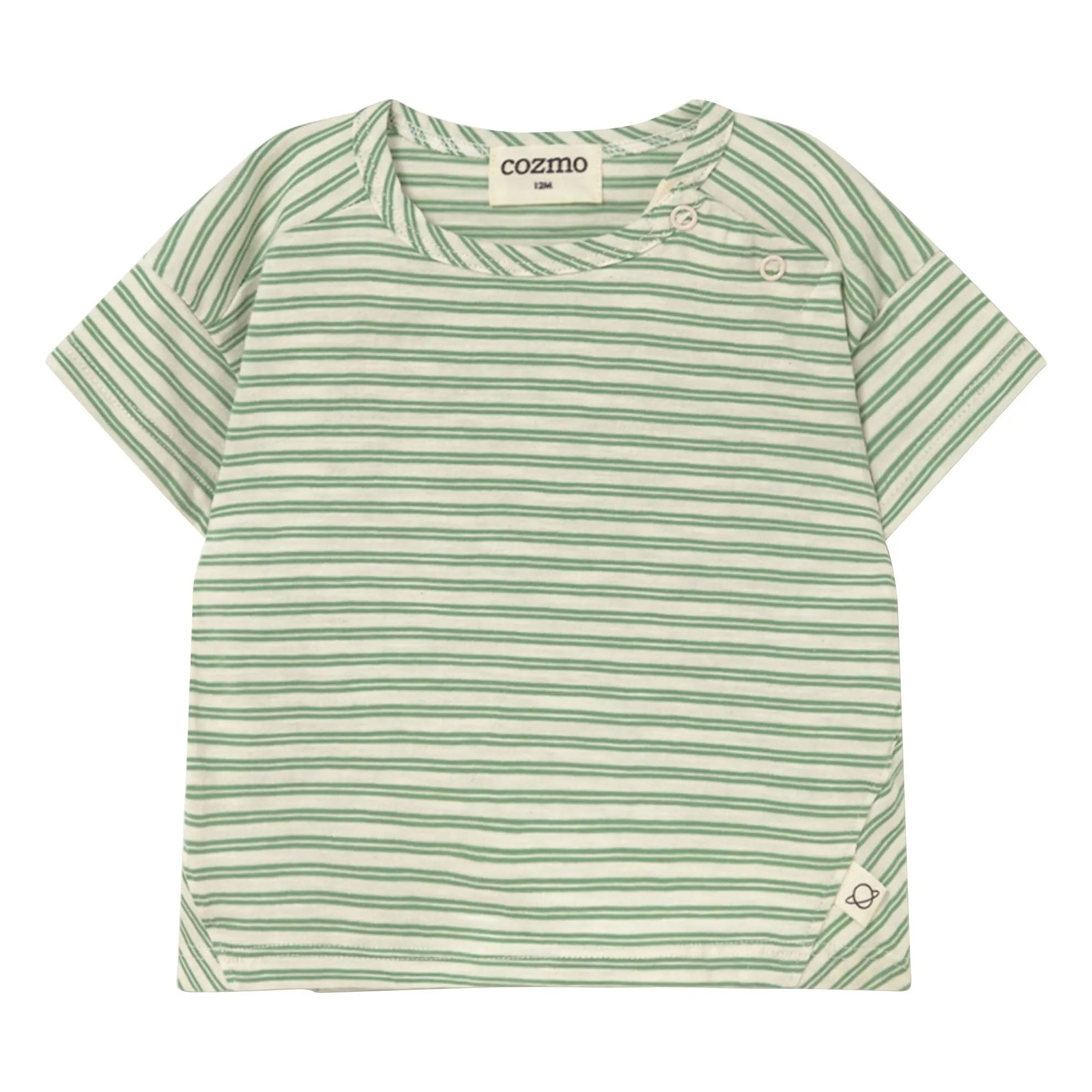 Cozmo - Camiseta Bebé Rayas | Verde Prado