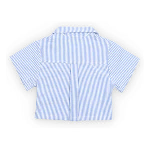the new society - Camisa de bebé de seersucker a rayas Badem | Azul claro