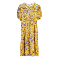 Bellerose - Vestido volantes estampado Atomic | Mostaza
