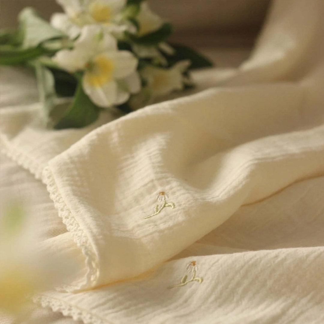 Avery Row Embroidered Muslin Blanket - Wild Chamomile-Blankets-Wild Chamomile- | Natural Baby Shower