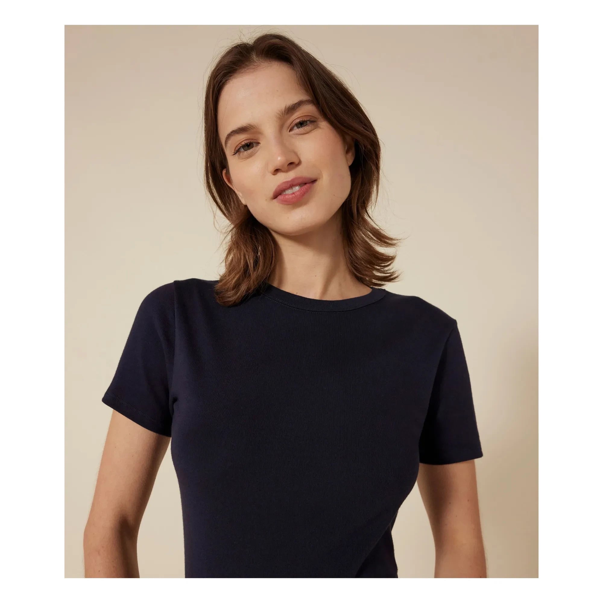 Petit Bateau - Camiseta de cuello redondo de algodón orgánico | Azul marino