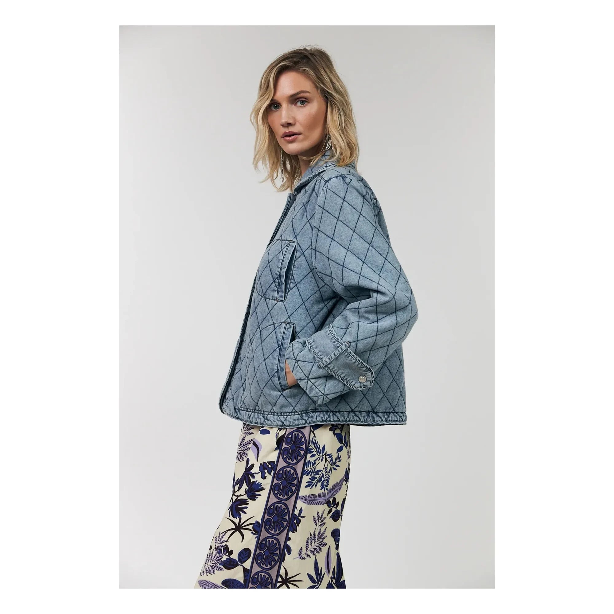 Lollys Laundry - Chaqueta de algodón acolchada Viola | Azul vaquero