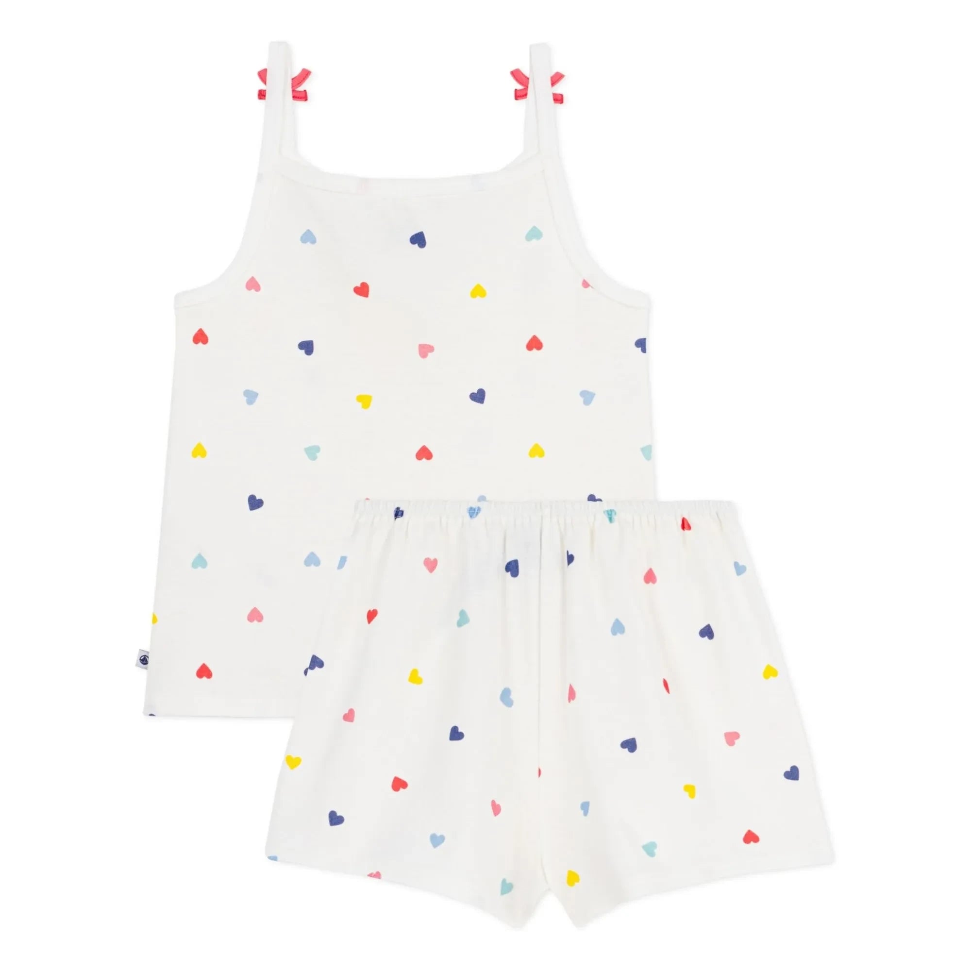 Petit Bateau - Camiseta corta de pijama estampada de corazones | Blanco