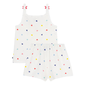 Petit Bateau - Camiseta corta de pijama estampada de corazones | Blanco