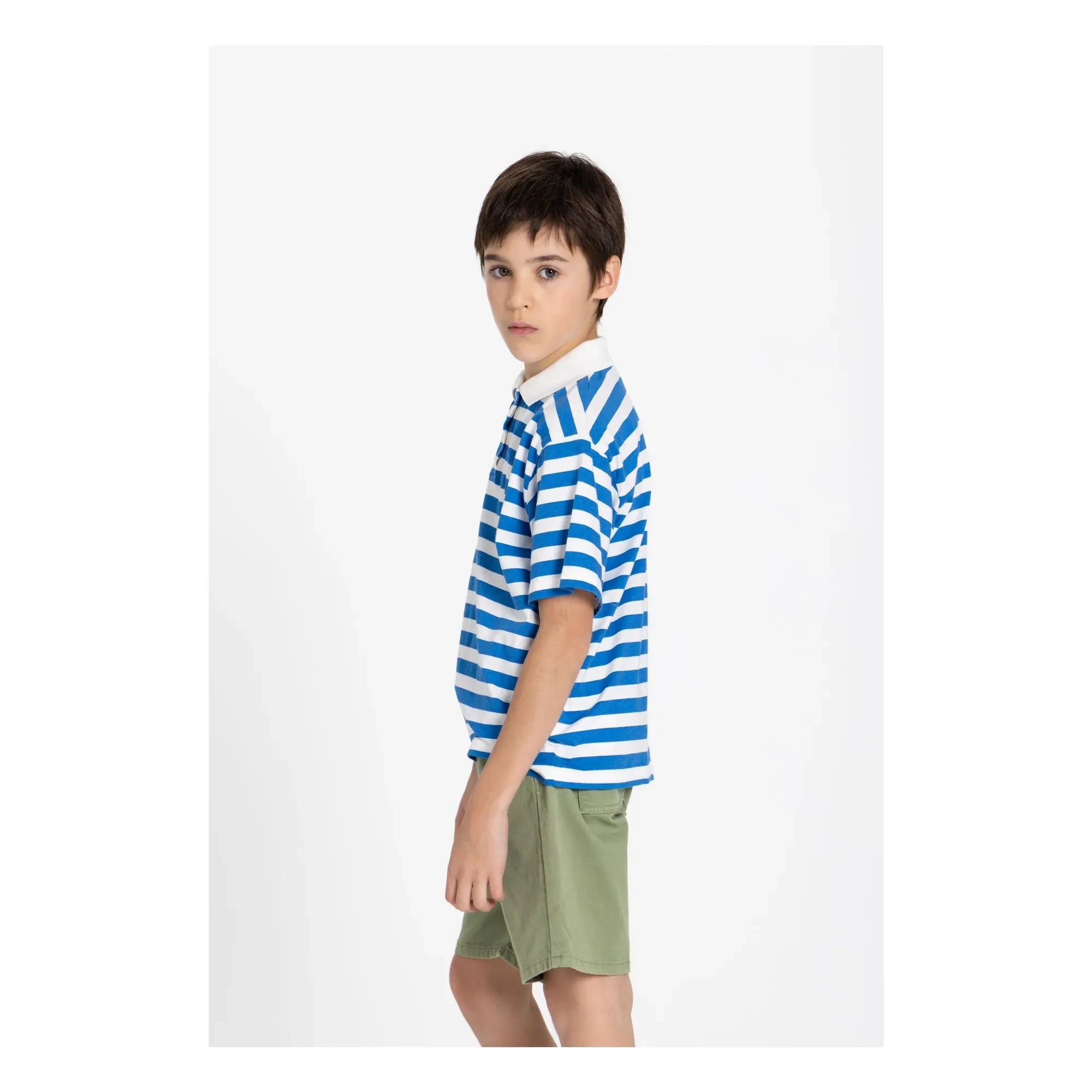 Smallable Kid - Polo de algodón orgánico a rayas Tilo | Azul real
