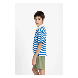 Smallable Kid - Polo de algodón orgánico a rayas Tilo | Azul real