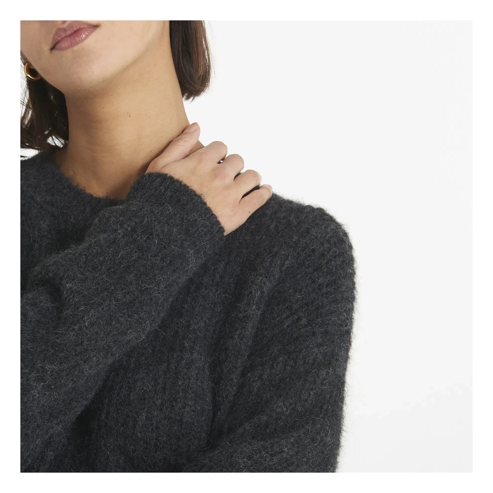 American Vintage - Jersey de cuello redondo East Alpaca | Gris carbón moteado