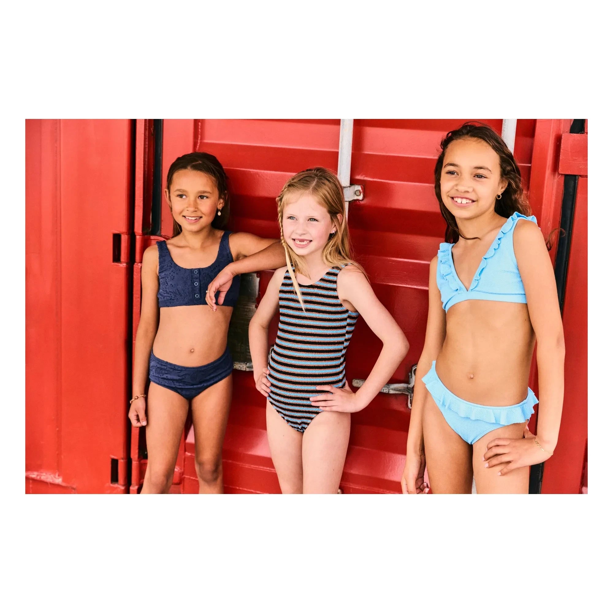 Beachlife - Bañador de punto con botones de fibra reciclada | Azul noche
