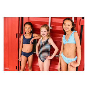 Beachlife - Bañador de punto con botones de fibra reciclada | Azul noche