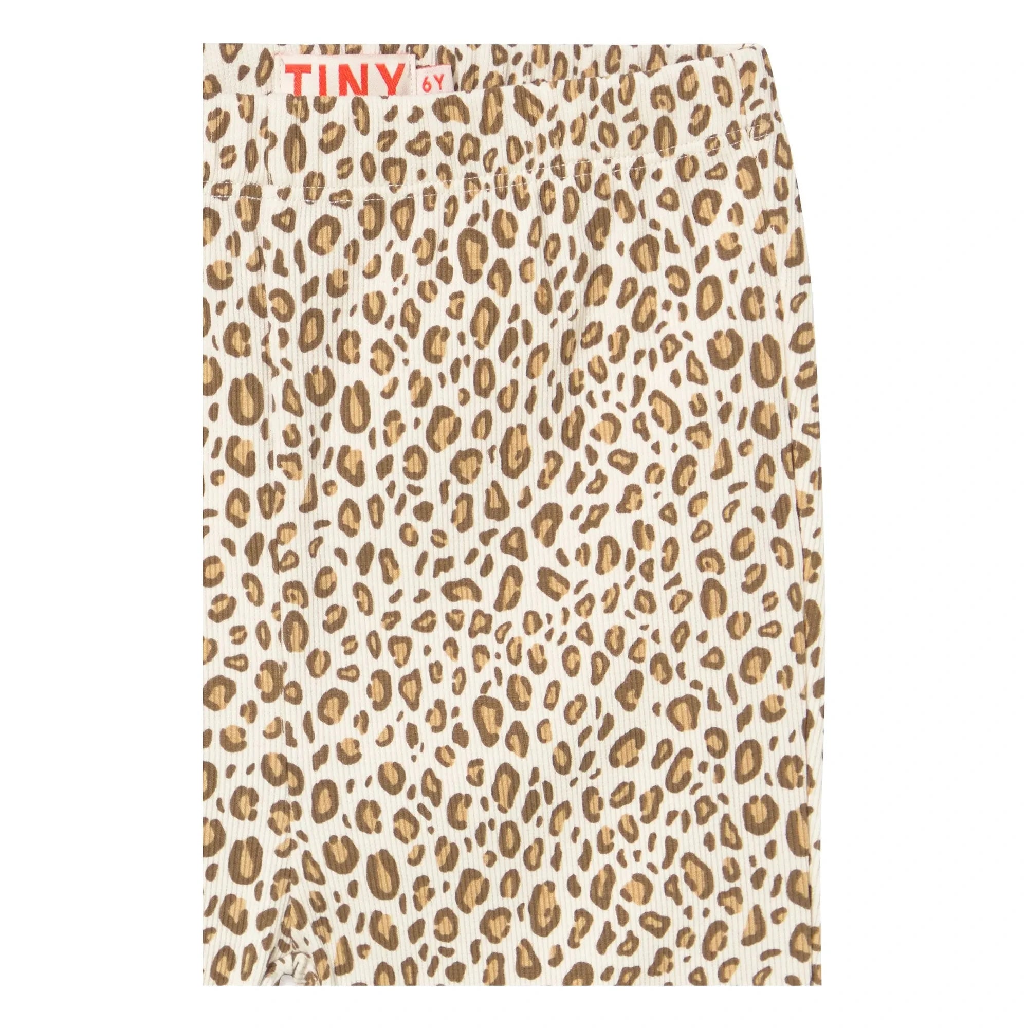 Tinycottons - Pantalón Acampanado de Canalé de Leopardo de Algodón Orgánico | Beige