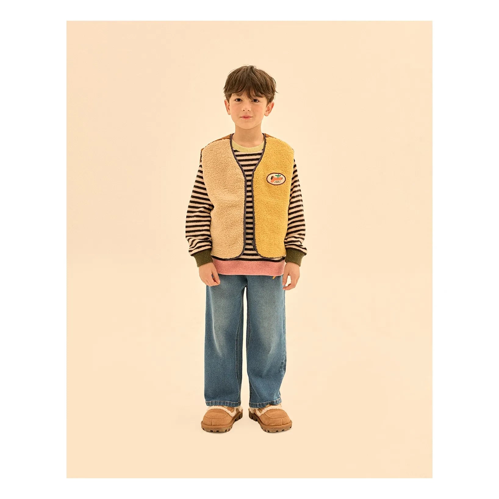 Jelly Mallow - Chaleco sin mangas reversible con bloques de color estilo sherpa | Azul marino