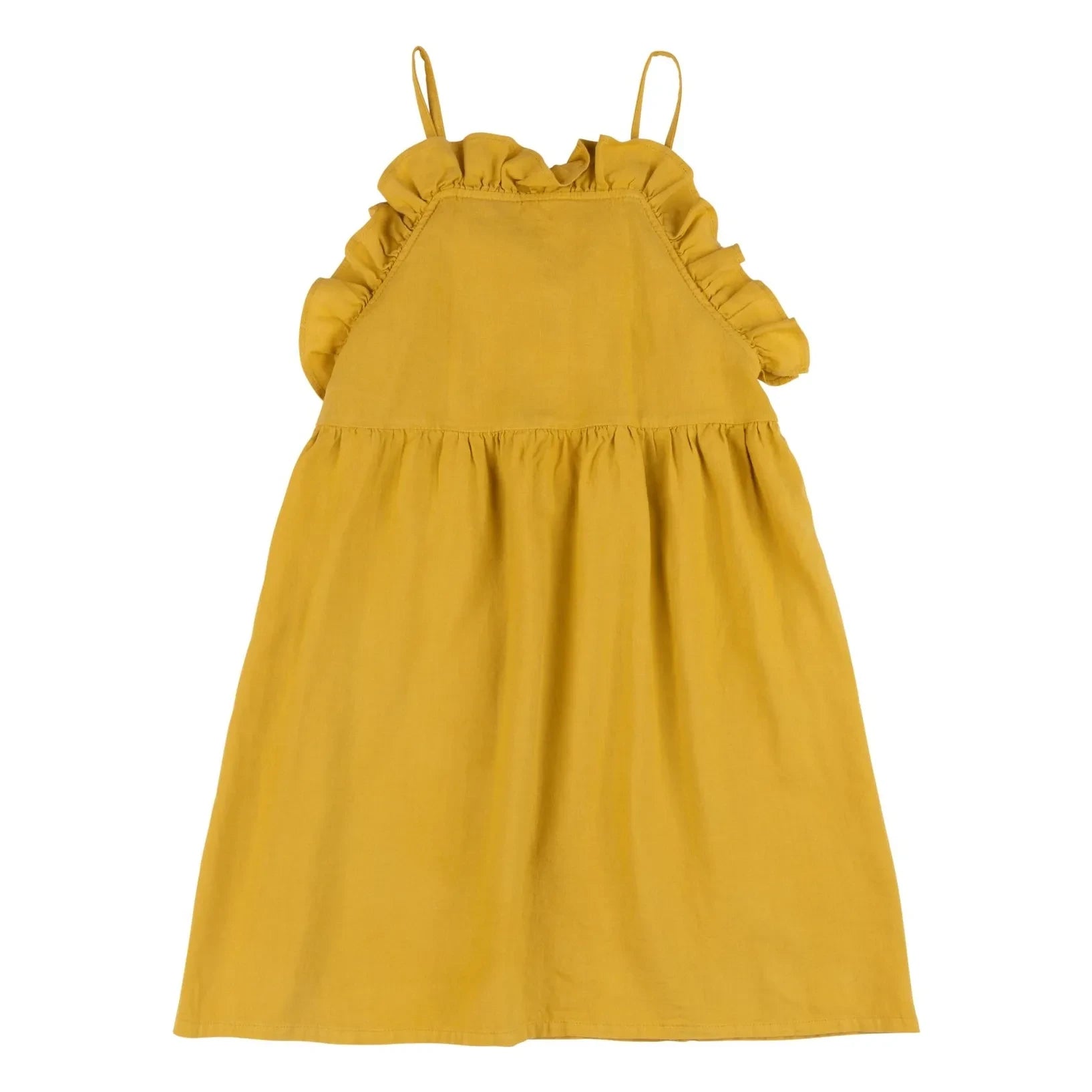 Babe & Tess - Vestido de lino con volantes Jane | Mostaza