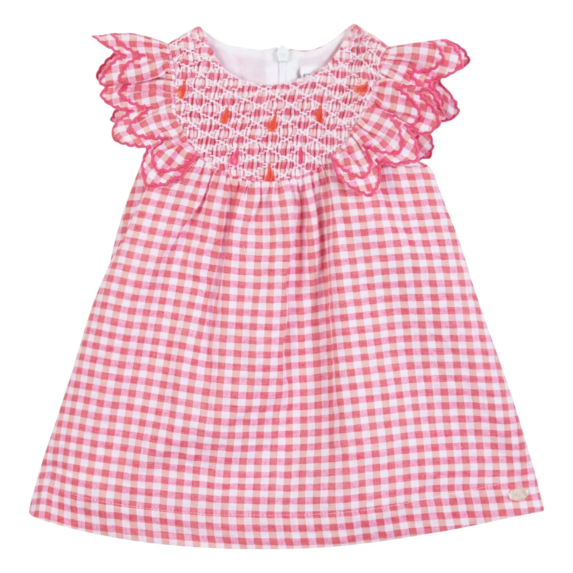 Tartine et Chocolat - Vestido de guinga con encaje | Rosa