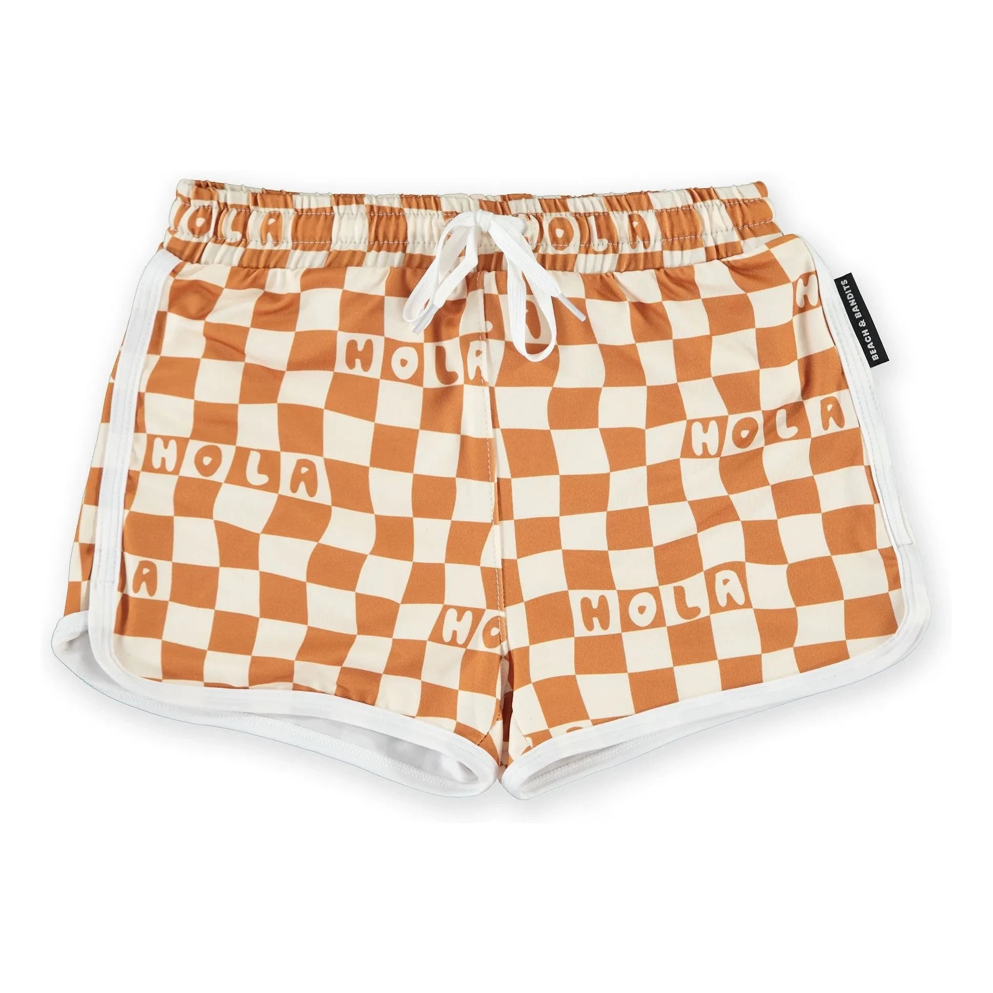 Beach & Bandits - Bañador short de microfibra reciclada con protección UV y diseño de tartán Hola | Rojo