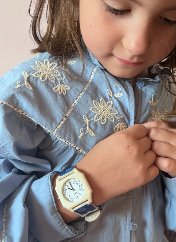 Mini Kyomo - Reloj de hibisco azul - Mini Kyomo x Taxi Brousse | Azul