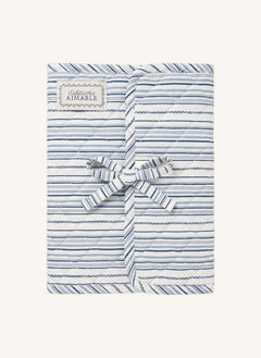 Editions Aimable - Funda de libro de salud Henriette | Popelín a rayas Azure