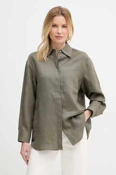 Max&Co. camisa de safari de lino para mujer MCOGATTONI