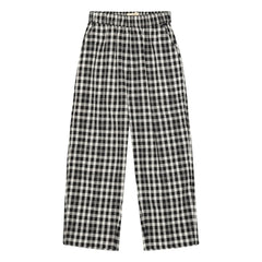 brunobruno nation - Dora pantalón a cuadros de algodón orgánico | Negro