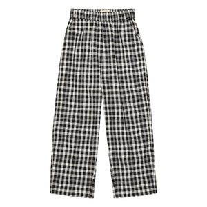 brunobruno nation - Dora pantalón a cuadros de algodón orgánico | Negro