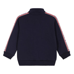 Petit Bateau - Sudadera con cremallera y rayas de contraste | Azul noche