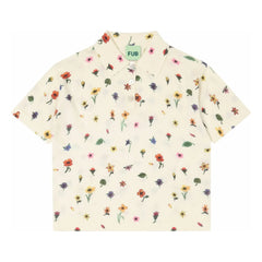FUB - Polo con estampado floral Malla extrafina Algodón orgánico | Crudo