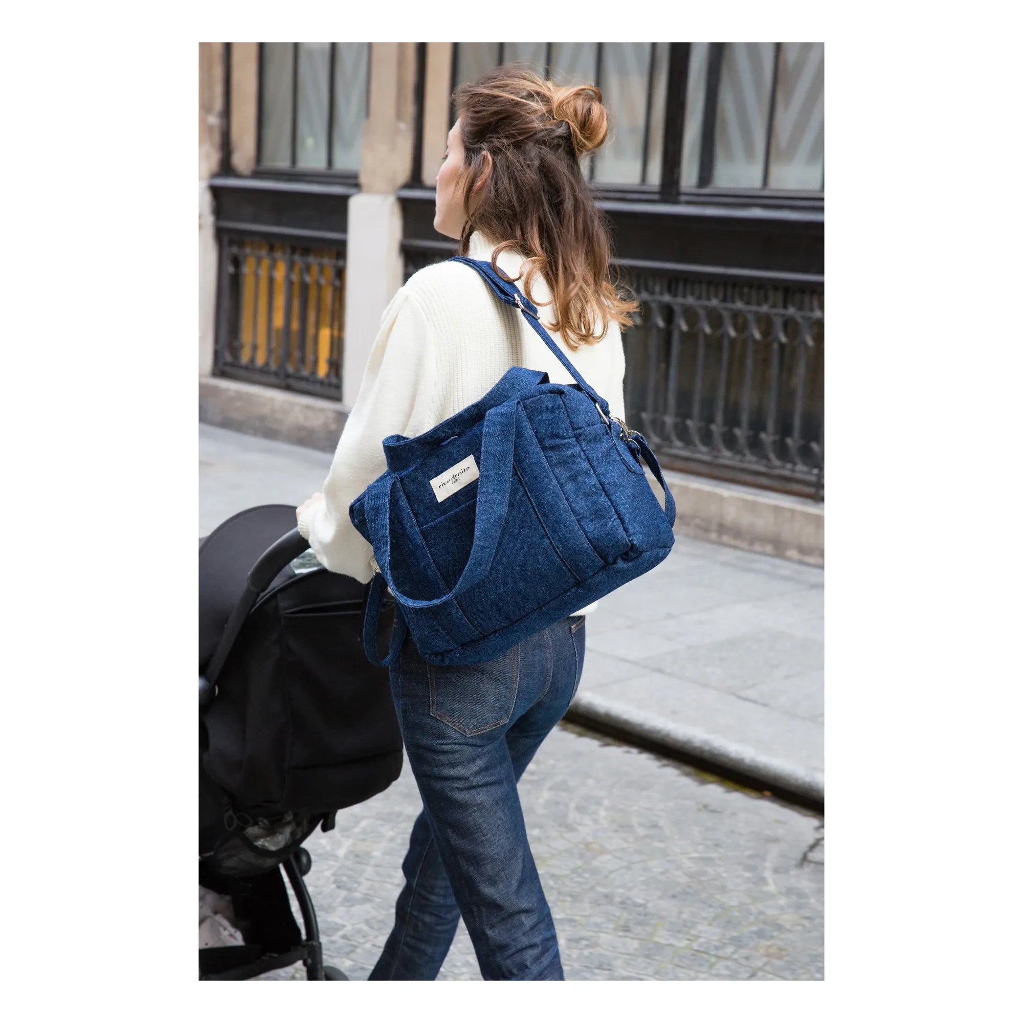 rivedroite - Bolso Cambiador Mini Darcy Denim Reciclado | Denim sin lavar