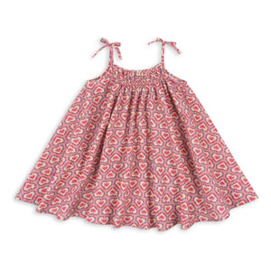 Konges Sløjd - Vestido Vivian Corazones Seersucker Algodón Orgánico | Rosa
