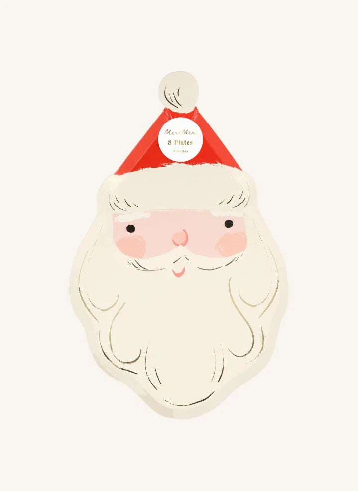 Meri Meri - Platos de papel de Papá Noel - set de 8