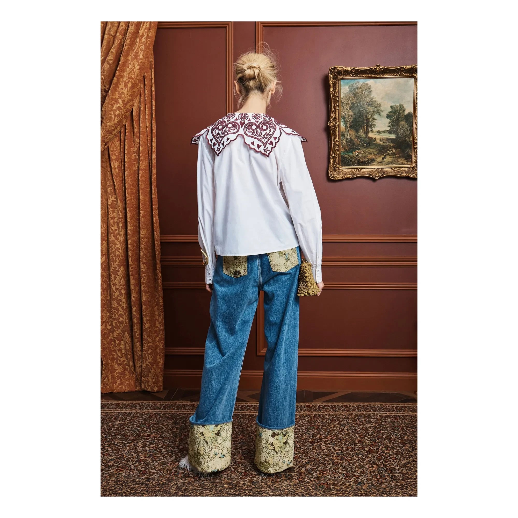 Alémais - Blusa bordada de popelina de algodón | Crema