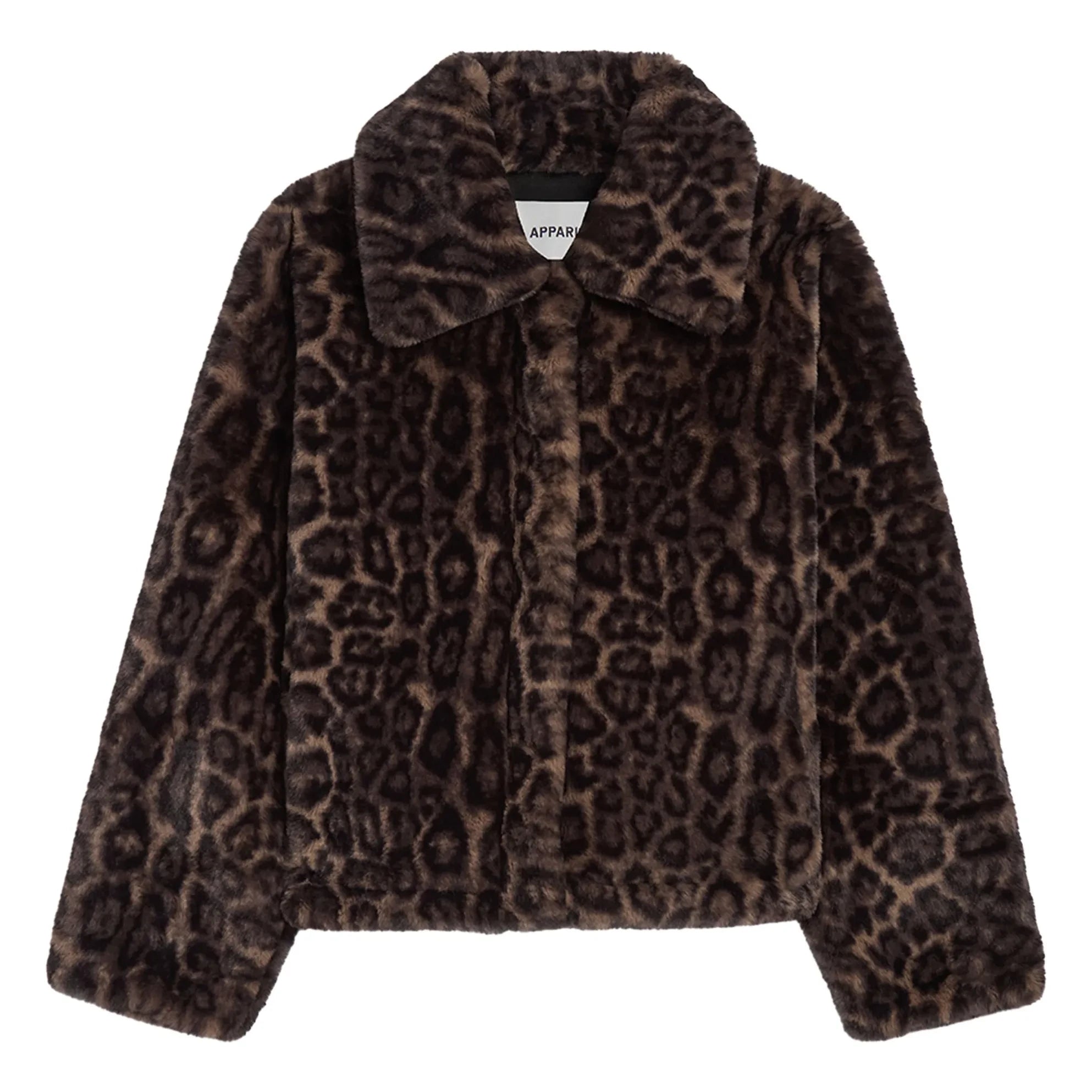 Apparis - Chaqueta Elis Leopard de fibra reciclada | Marrón