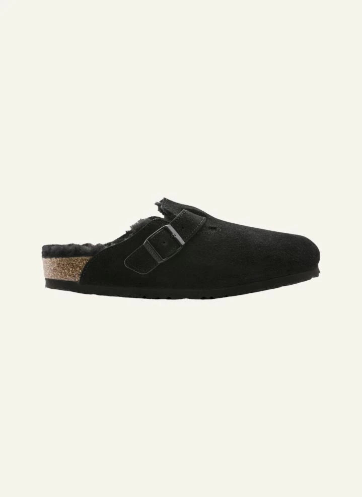 BIRKENSTOCK - Zuecos de Piel de Borrego Boston - Colección de Adultos | Negro