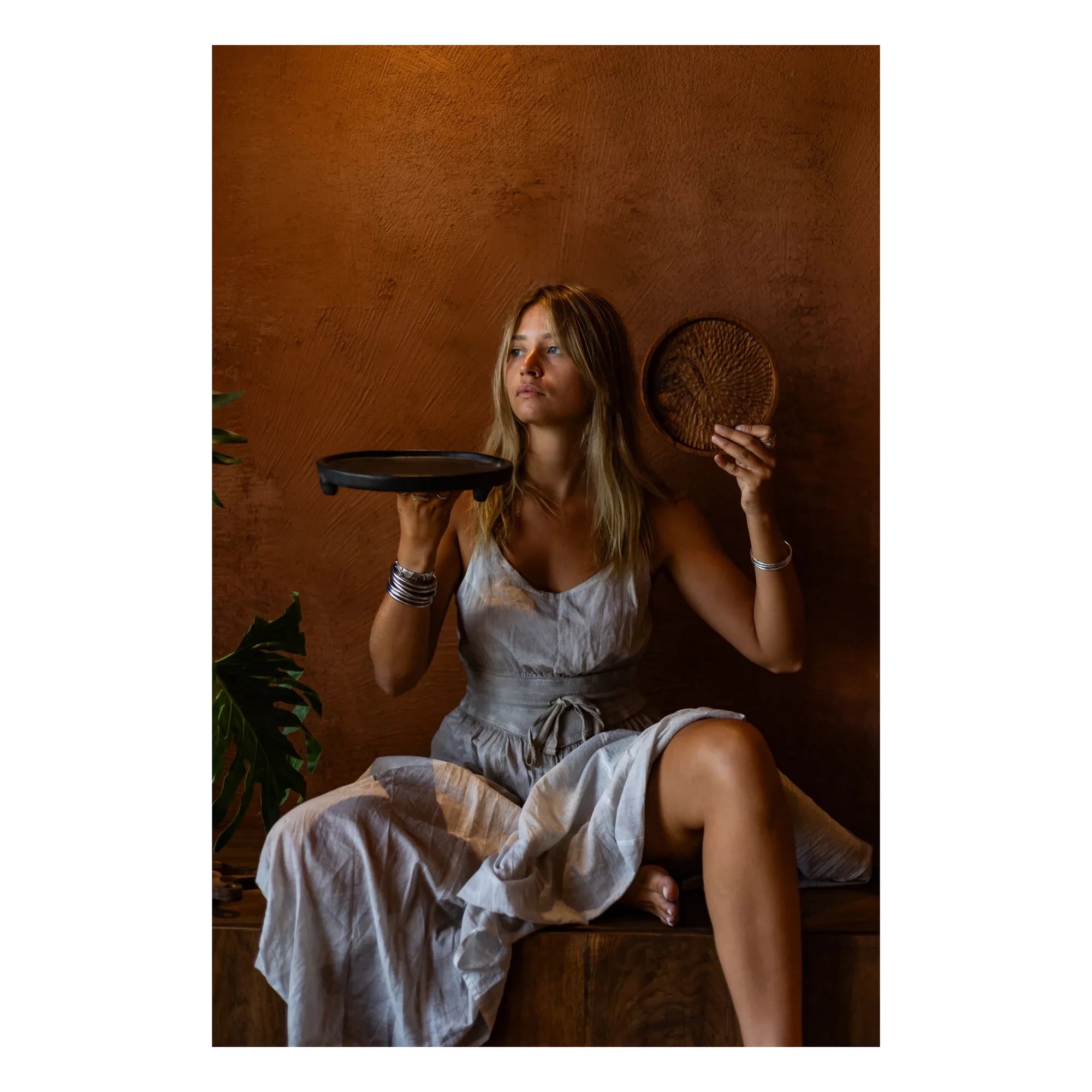 Woodmata - Plato de loza de terracota | Negro