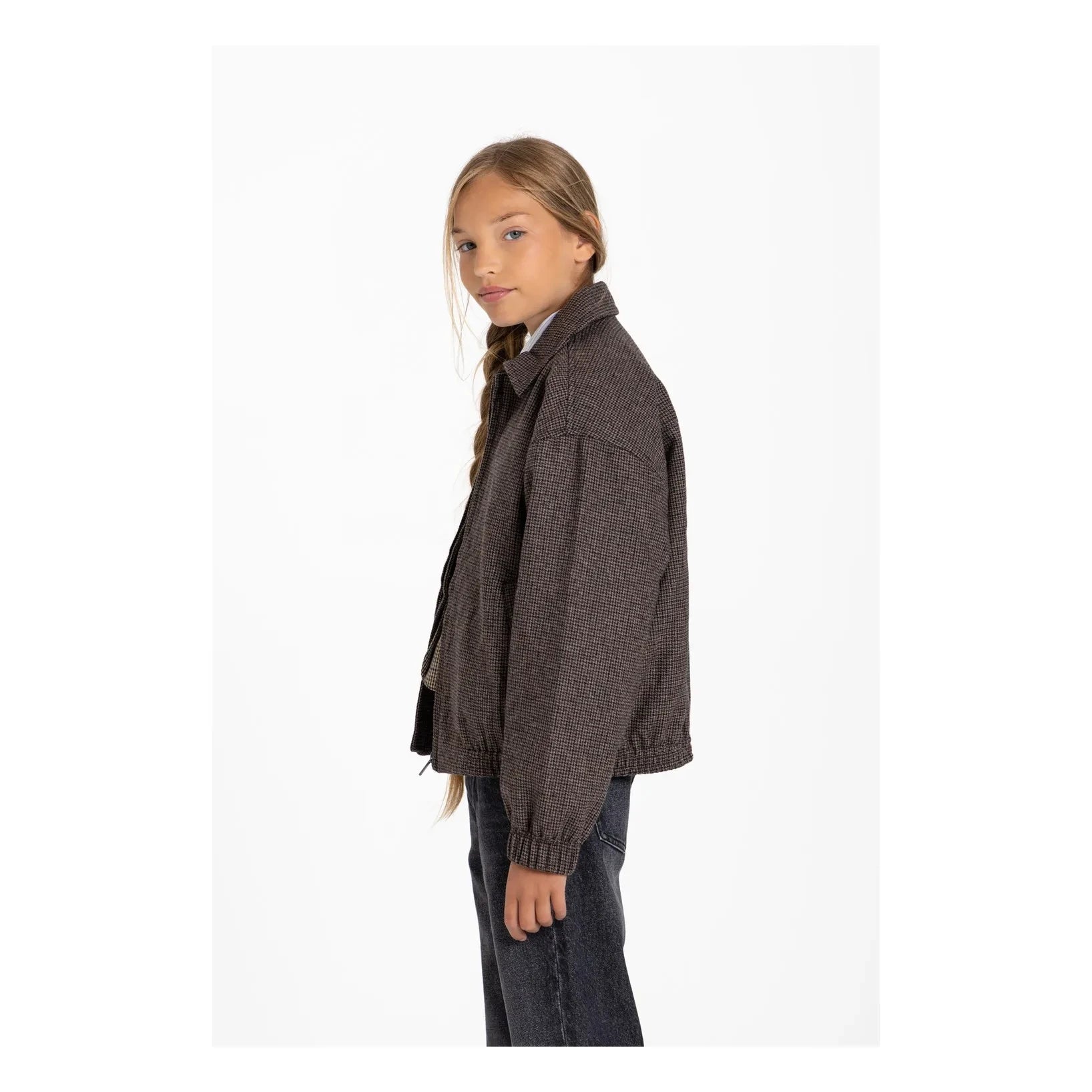Finger in the nose - Sage Houndstooth Yün Ceket | Kahverengi
