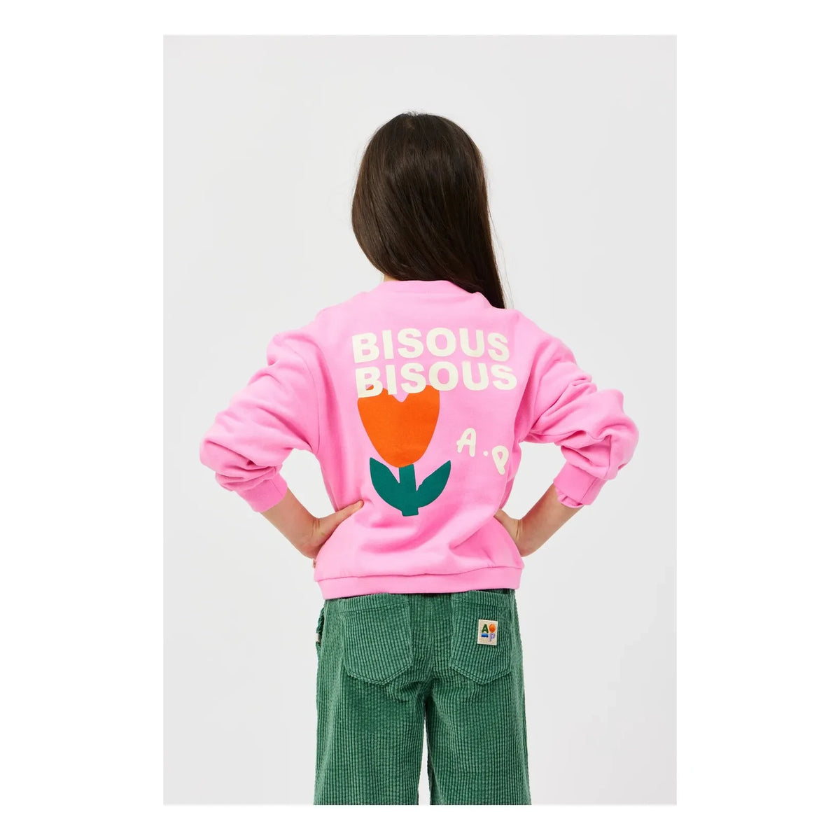 Arsène et Les Pipelettes - Sudadera de Algodón Orgánico "Bisous Bisous" | Rosa