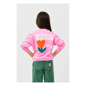 Arsène et Les Pipelettes - Sudadera de Algodón Orgánico "Bisous Bisous" | Rosa