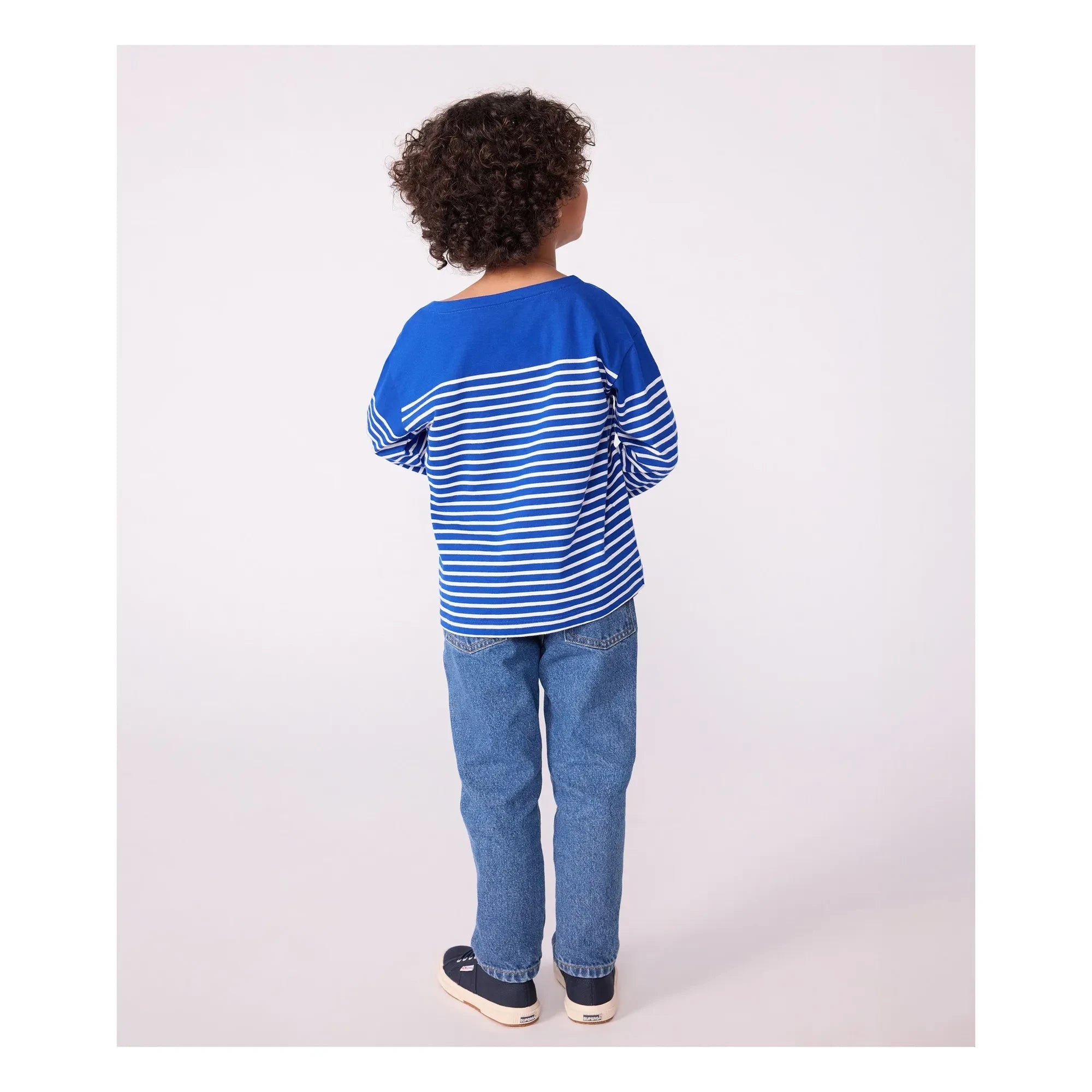 Petit Bateau - Camiseta de manga larga estilo marinero de algodón orgánico | Azul