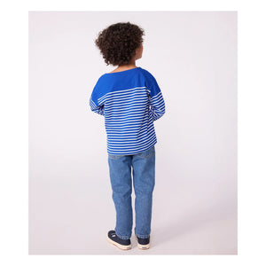 Petit Bateau - Camiseta de manga larga estilo marinero de algodón orgánico | Azul