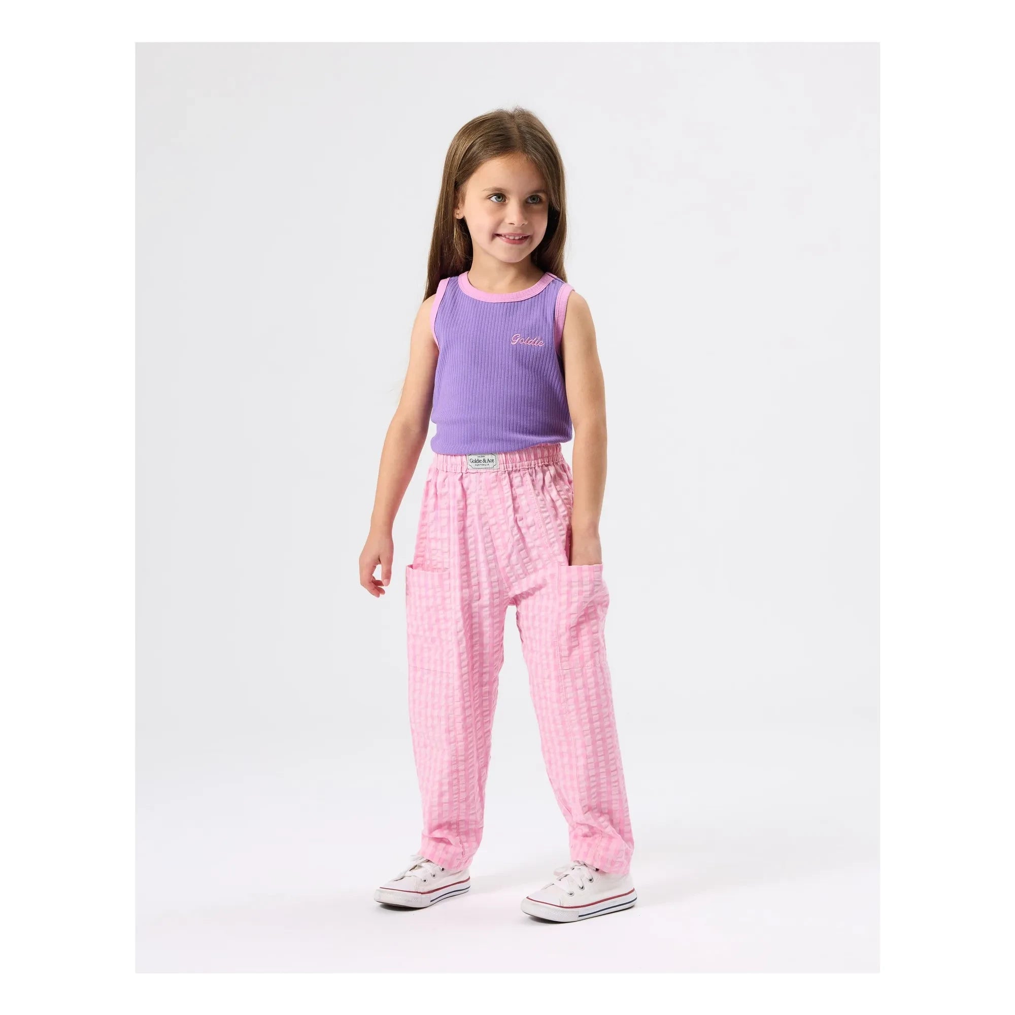 Goldie + Ace - Camiseta de tirantes acanalada en contraste | Morado